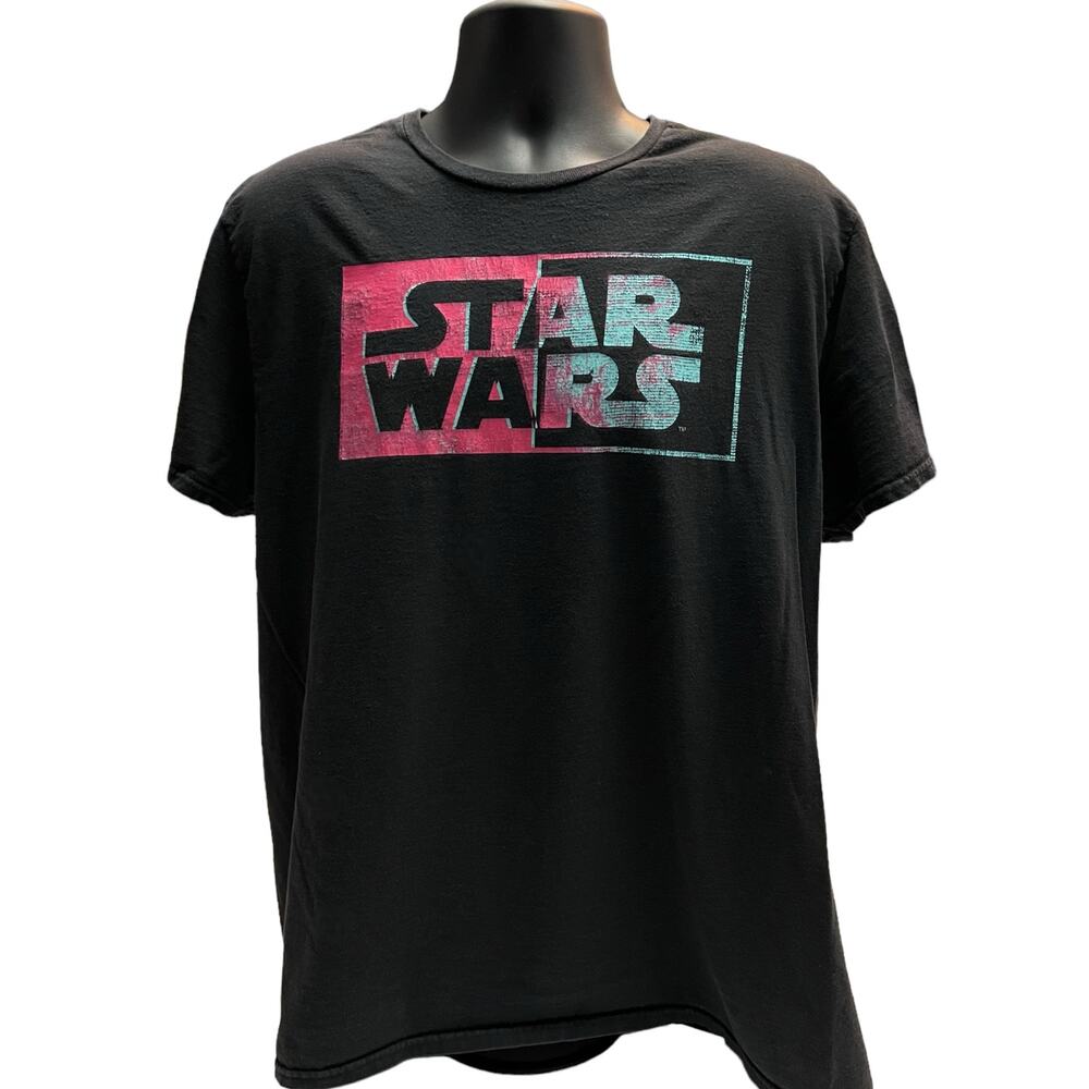 Star Wars Vision‎ Logo Black T-Shirt With Pink-Blue